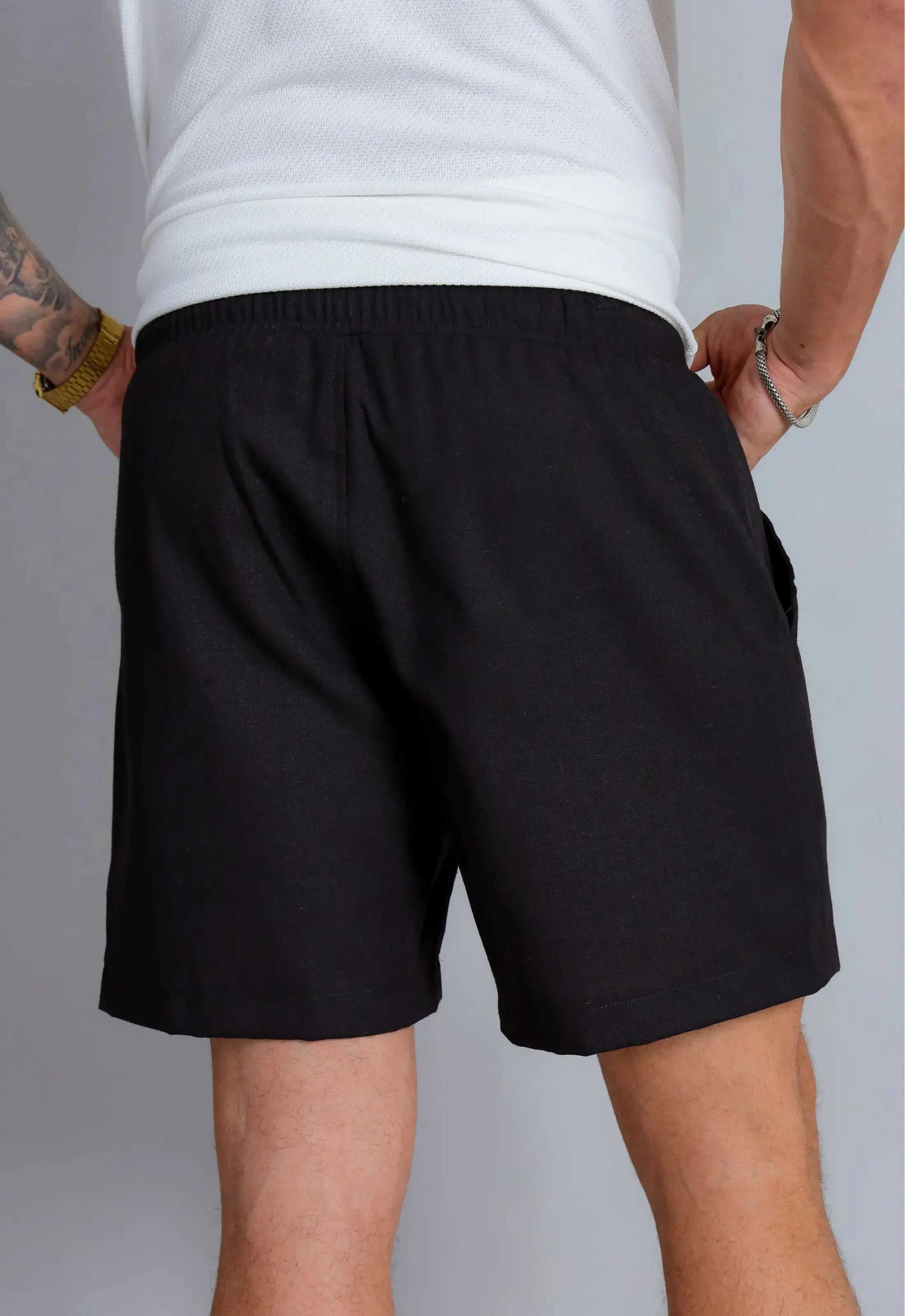 Men's Black Linen Shorts